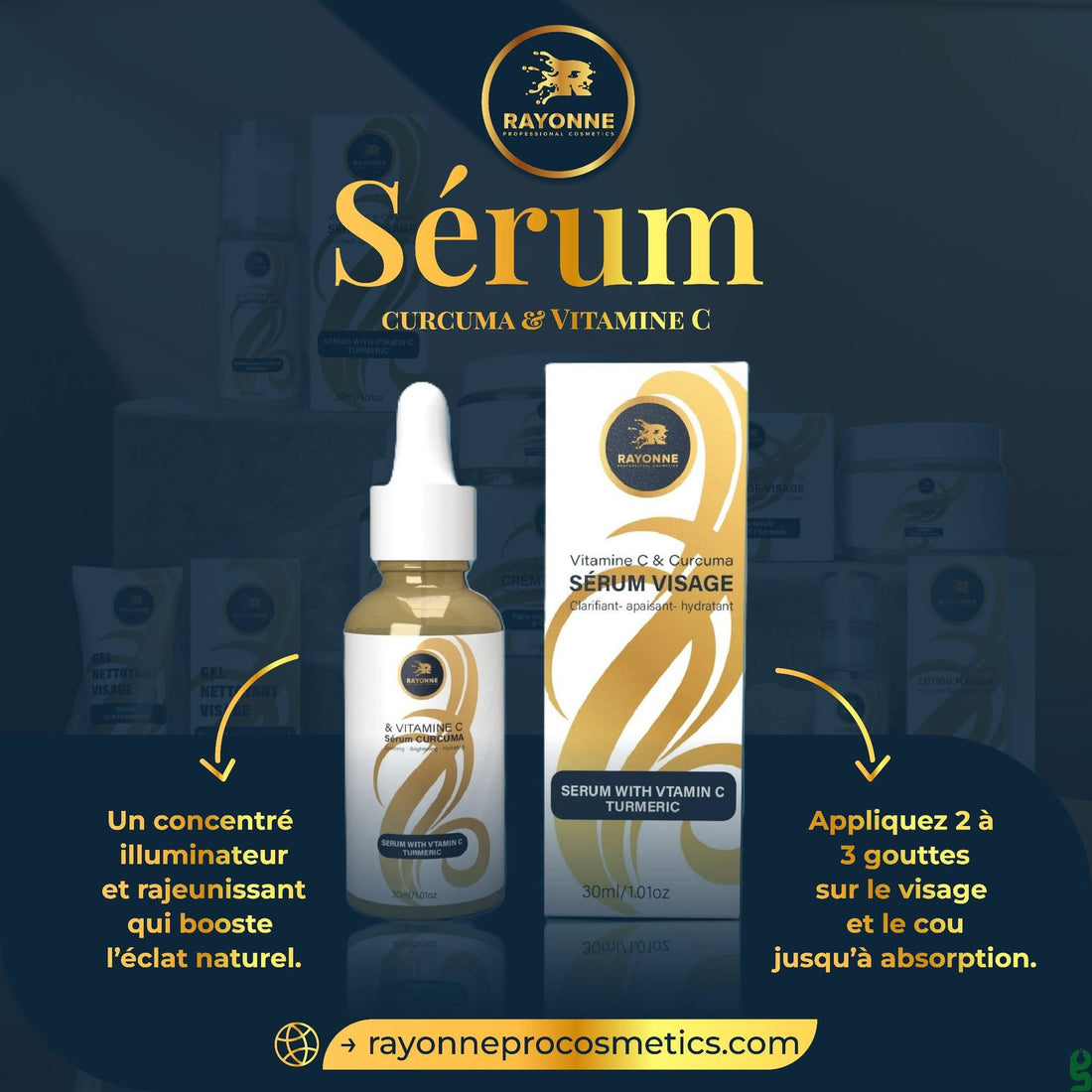 Sérum Visage Vitamine C et Curcuma - Hydratant et Eclat Naturel