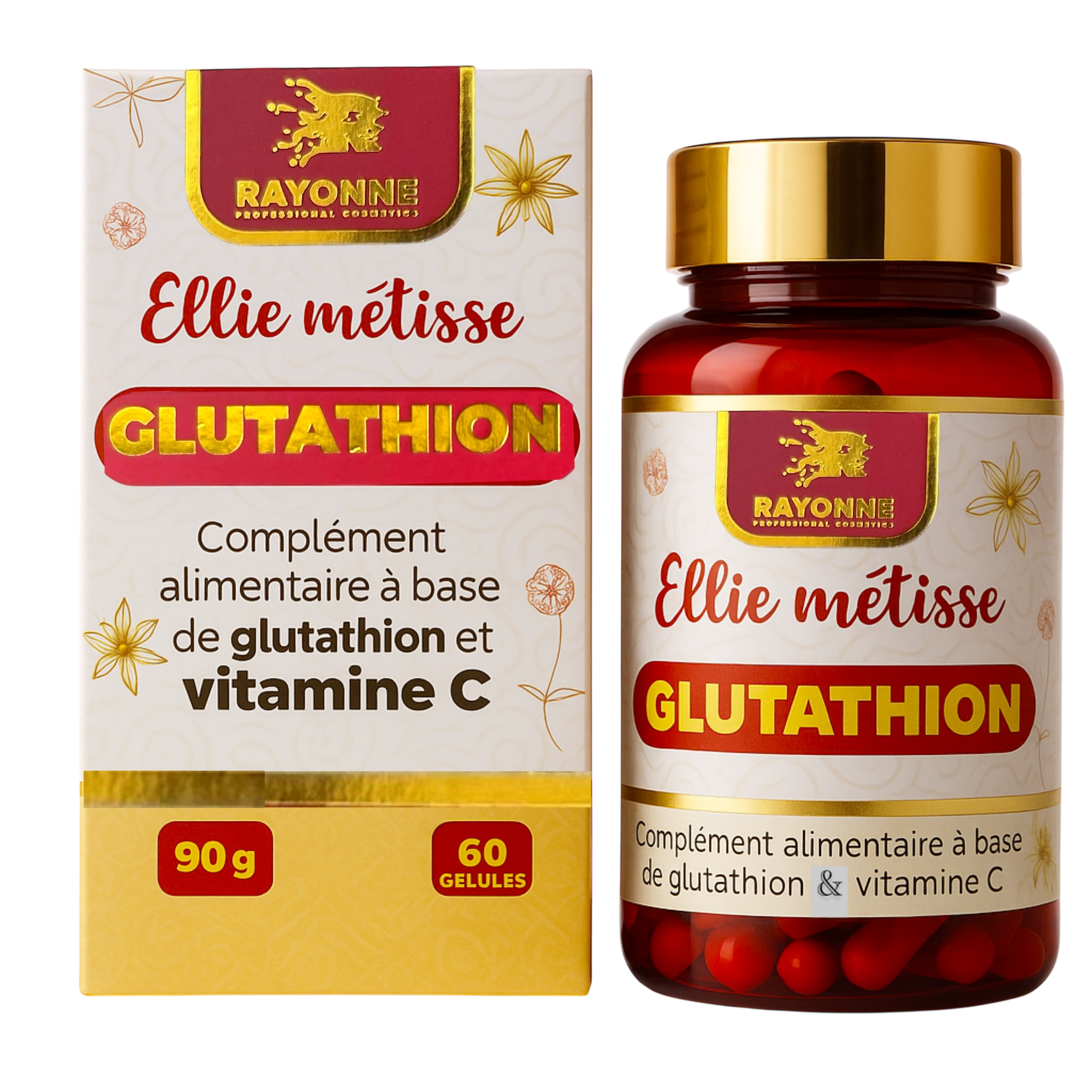 Glutathion Ellie Métisse & vitamine C– Éclat et Protection 21000mg