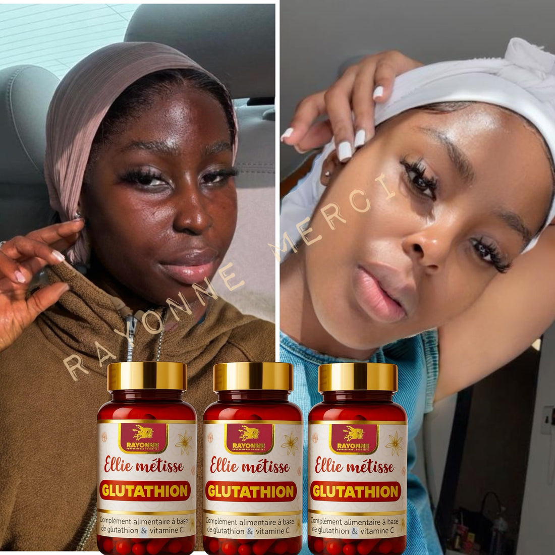 Glutathion Ellie Métisse & vitamine C– Éclat et Protection Pack de 3