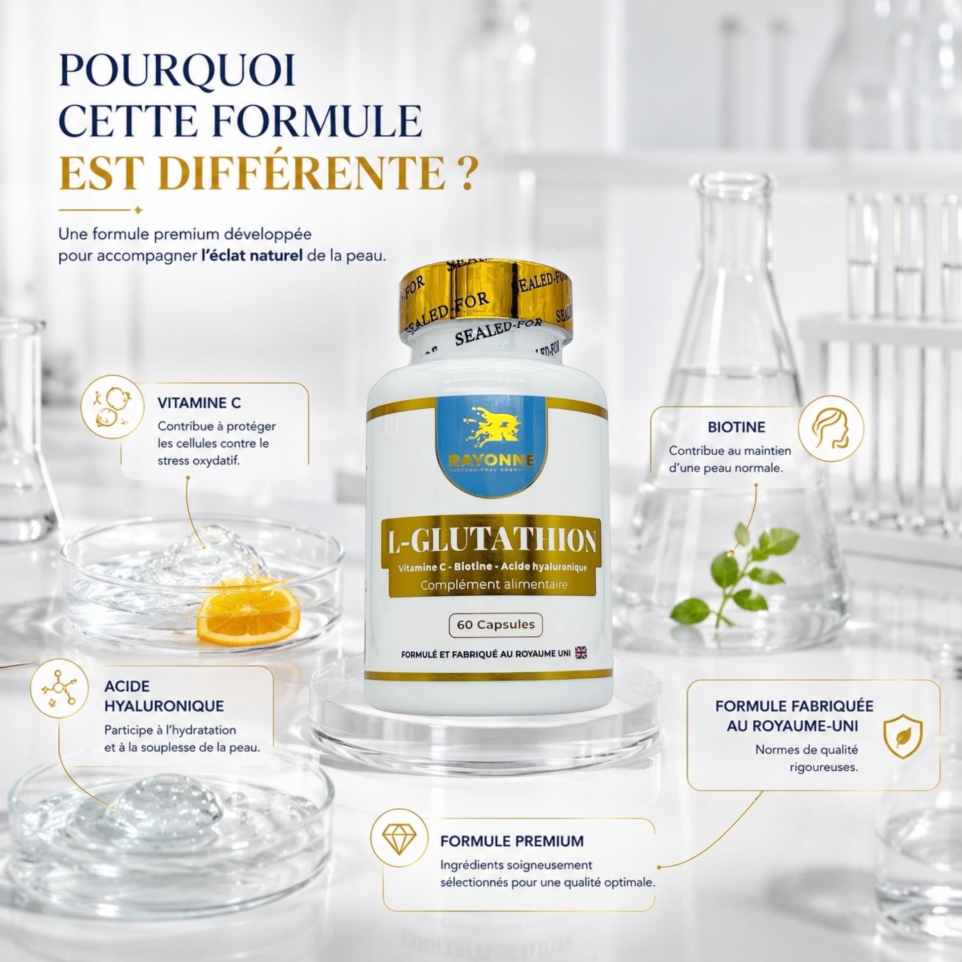 GELULE DE GLUTATHION ÉCLAIRCISSANT ÉCLAT+ – Rayonne Procosmetics