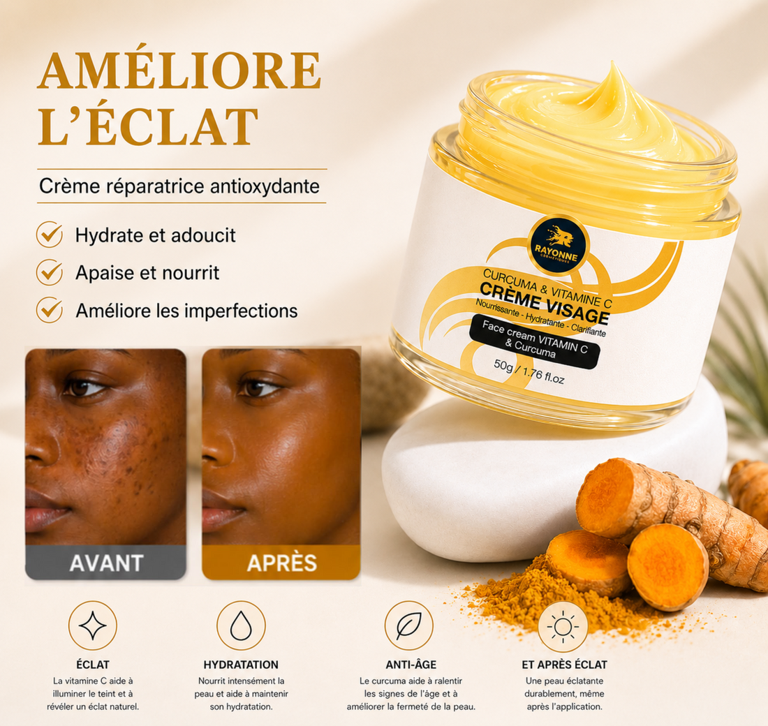 Crème Visage Curcuma & Vitamine C- Hydratation et Éclat du teint