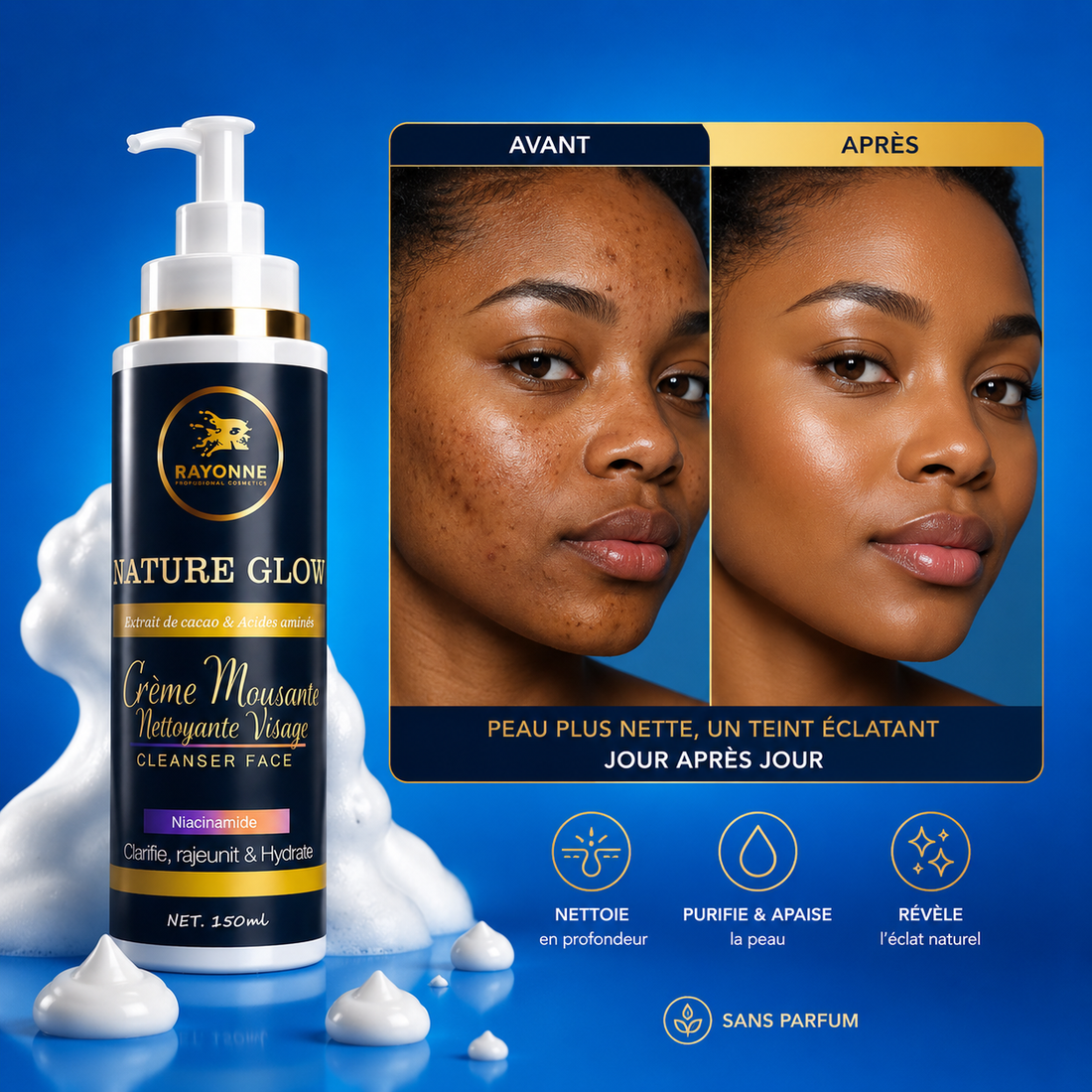 CRÈME MOUSSANTE NETTOYANTE VISAGE NATURE GLOW
