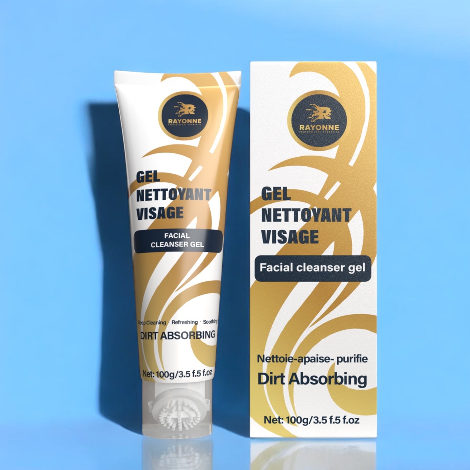 Gel Nettoyant Visage Vitamine C et Curcuma avec Brosse Integree - Nettoyage Profond et Eclat du Teint