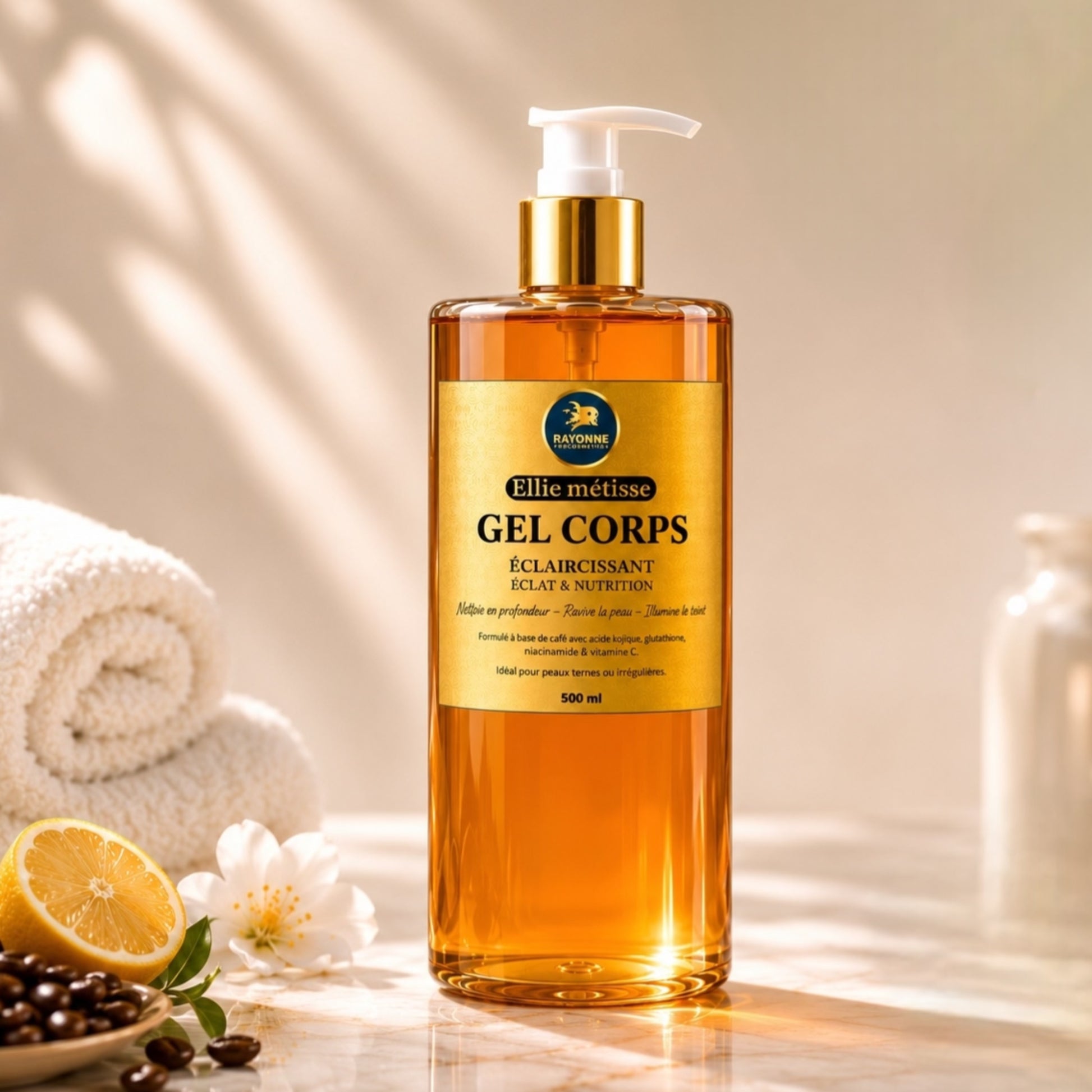 Gel douche éclaircissant anti-taches Ellie Métisse Éclat & Nutrition de Rayonne Procosmetics