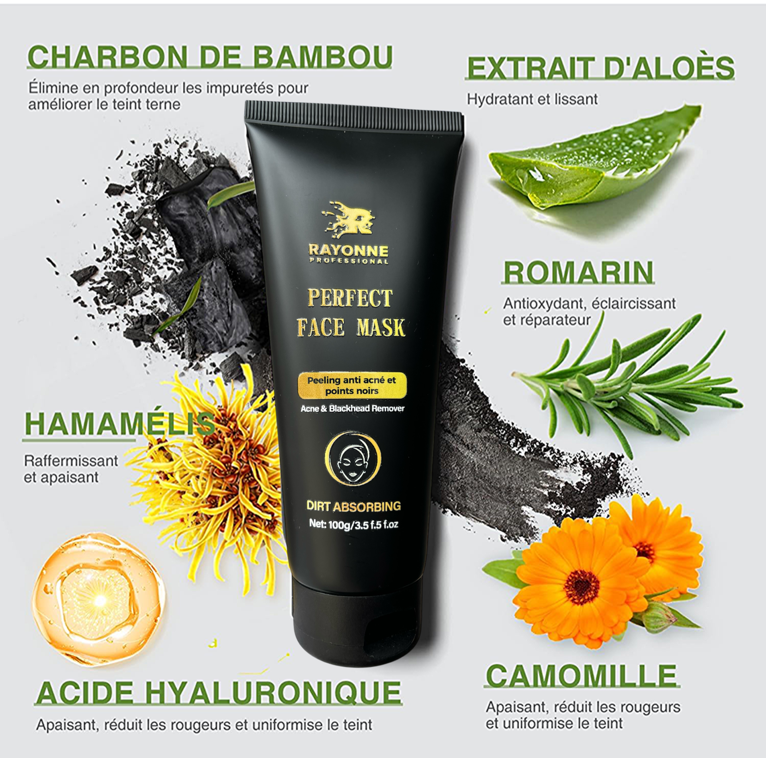 Masque Noir au Charbon Purifiant - Anti-Points Noirs | Rayonne